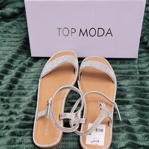 TOP Moda Shimmering Silver Sandals